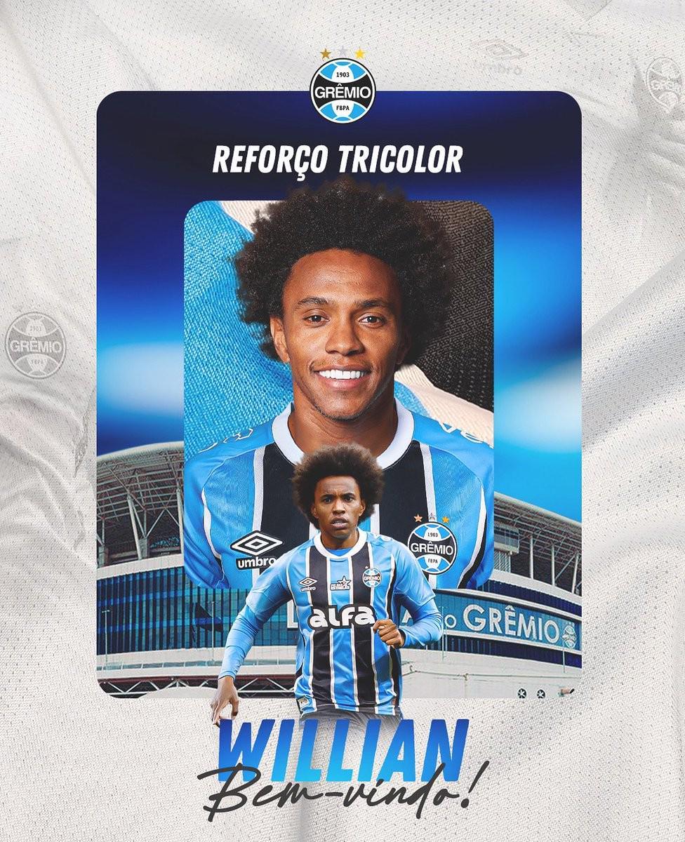 华体会体育-官方：巴甲球队格雷米奥签下前富勒姆、切尔西边锋威廉